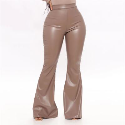 China QUICK DRY Custom Made High Quality High Quality Fake Floor Length PU Stretch Rocket Rocket Leather Pants For Women for sale