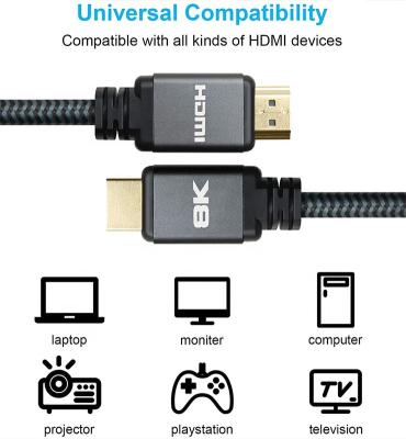 China Car Factory Hot Selling HDMI Cables 8K V2.1 High Fidelity 8K 60Hz 3D HDR 48Gbps HDCP Cable for sale