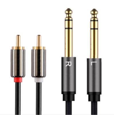 China Multimedia Factory Direct Audio Cable 2 RCA Male To Male 2 6.5 2*4 24k Gold Plated for sale