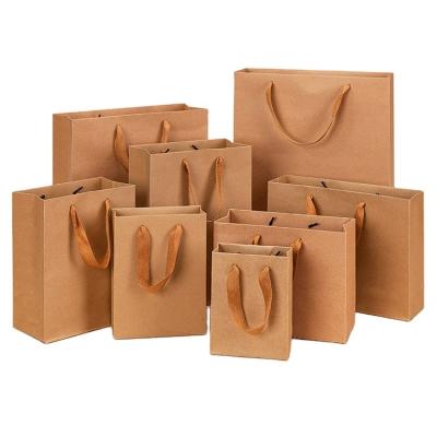 China Recyclable Custom Flat Paper Handles Brown Fast Food Packaging Paper Takeout Takeaway Bag For Restaurant Packaging Wholesale Production for sale