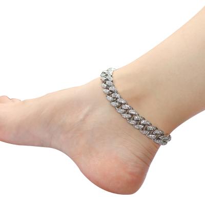 China Miami Cuban Chain Anklets Lead Free Nickel Free Hip Cuban Hop Chain Anklet Cuban Chain Anklets for sale