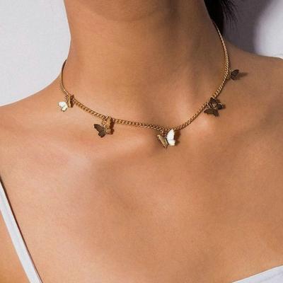 China TRENDY butterfly long chain necklace for women beautiful butterfly pendants chain butterfly pendants for women for gift for sale