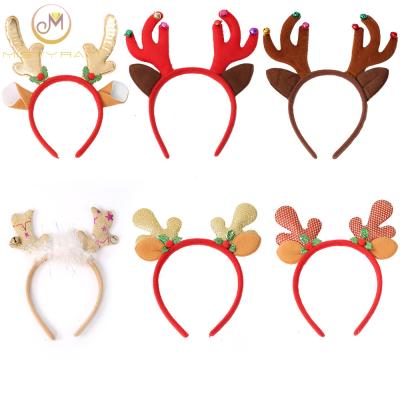 China Cute Bells Plush Antlers Deer Ears Headband European and American Holiday Party Headdress for sale