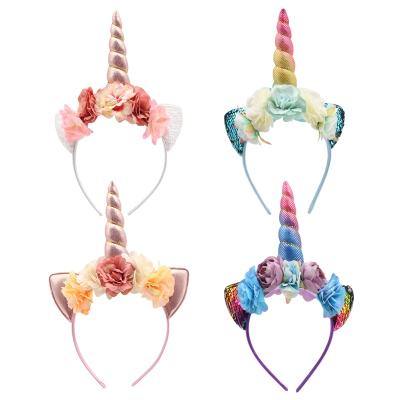 China Hot Selling Funny Christmas Ball Hair Accessories Amazon Unicorn Headband Sequins Cat Ears Party for sale