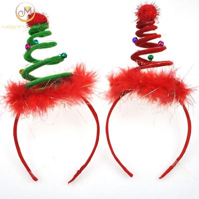 China Party Holiday Hair Accessories Bells Spiral LED Lights Christmas Tree Halloween Headband for sale