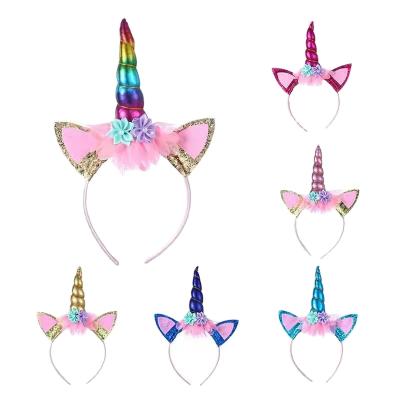 China Sweet Hot Selling Christmas and Halloween Headdress Amazon Children's Unicorn Headband for sale