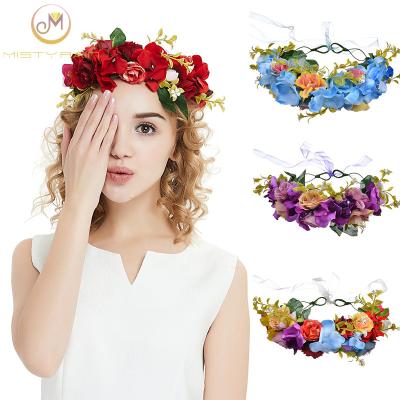 China European And American Handwoven Flower Wreath Fake Style Bridal Hair Accessories for sale