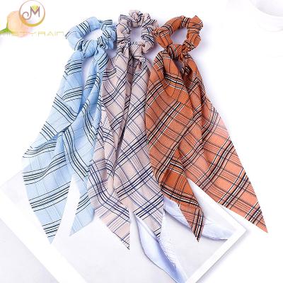 China Korean version of Japan and Korean style of country style bow scrunchies check pattern tied ribbon scarf pony for sale