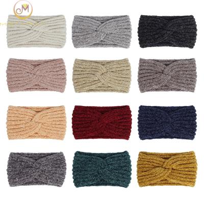 China And American European and American style winter new European style knotted headband female chenille knitted elastic head wraps for sale