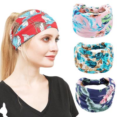 China Super wide women's sweat-absorbent head wraps new European and American style Bohemian headband sports head wraps for sale