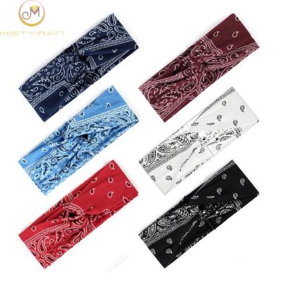 China European and American Hot-selling Hip Hop Ladies Edge Bandeau Fashion Printed Bohemian Cross Wide Wraps for sale