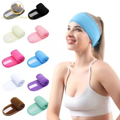 China Wholesale Custom Logo Smart Casual Velcro Towel Headband Wholesale Soft Coral Velvet SPA Yoga Headband for sale