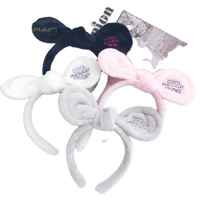 China New Lovely Pressure Fleece Bunny Ears Plush Makeup Coral Headband Soft Cheap Hair Accessories for sale