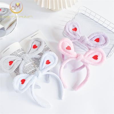 China New Lovely Snap Cute Cheap Cute Cheap Hair Accessories Fluffy Rabbit Ears Plush Makeup Coral Headband for sale