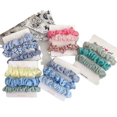 China Japan and Korean style cool scrunchies Korean style small pleated hair tie satin scrunchies 3 piece set for sale