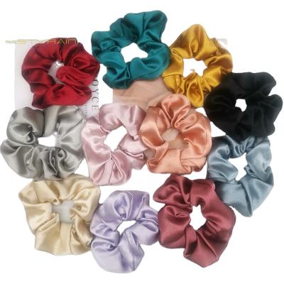 China European and American hot selling fashion hair accessories solid color large satin hair pleated scrunchies for sale