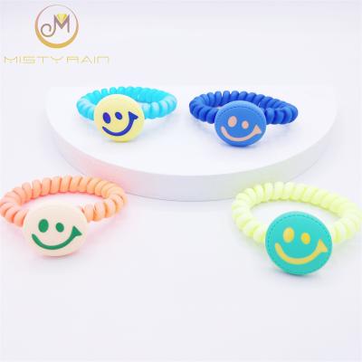 China CSI Youth Athletic Stamina F Frosted Candy Color Phone Circle Rubber Silica Gel Buttons Smiling Teleties Band for sale