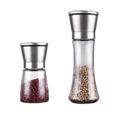 China Viable Manufacturers Adjustable Core Bottle Stainless Steel Ceramic Glass Chili Pepper Grinder Salt Grinder for sale