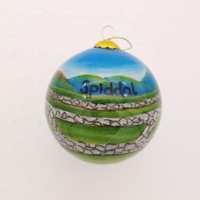 China Festival Party Home Decoration Crafts Landscape Blue Green Animal Glass Inside Christmas Glass Painting Ball For Decor for sale