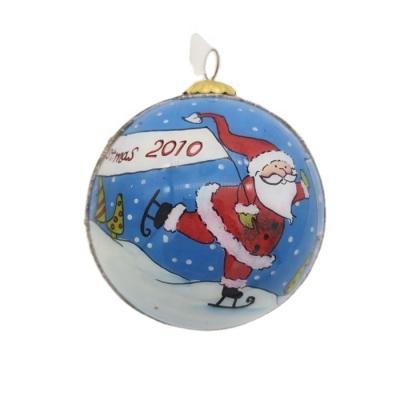 China Home Festival Party Decoration Factory Custom Design People Art Handmade Glass Inner Painting Santa Claus Christmas Glass Ball for sale