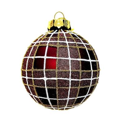 China Good Quality Hand Blown Christmas Coffee Brown Glitter Glass Paint Glass Ball Ornaments Home Festival Party Decoration Ornaments 2022 for sale