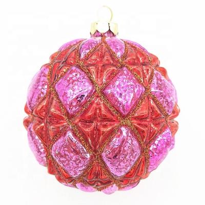 China Festival Party Decoration Home Factory OEM ODM Purple Custom Outside Pattern Glass Easter Egg Ornaments Hanging Ball for sale