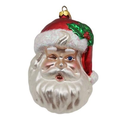 China Christamas Home Decoration Factory Handmade Blown Glass Santa Claus Christmas Ornaments Custom Hanging Ornaments For Christmas Tree for sale