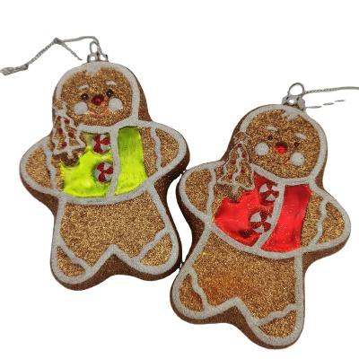 China Wholesale Christamas Home Decoration Factory Custom Personalized Glass Irregular Baubles Gingerbread Man Christmas Ornament For Decoration for sale