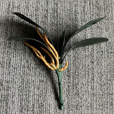 China Tall EVA Accessories Artificial Flowers Decorative Leaves 24.5cm For Butterfly Orchid for sale