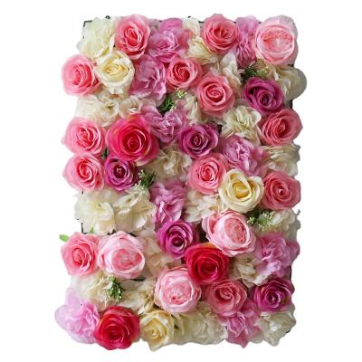 China FW-G7 40*60cm Party Flower Wall Panel Hydrangea Rose Purple Pink Blue Flower Artificial Wall Backdrop For Decoration for sale