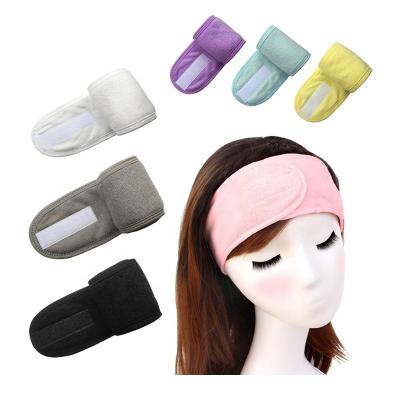 China Low MOQ Logo Spa Headband Terry Cloth Headband Spa Washable Makeup Wrap Facial Headbands Custom Stretch Towel for sale