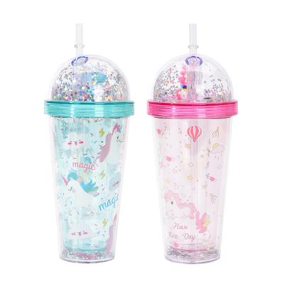 China LATTLIV Unicorn Doll Cartoon Design Sublimation Skinny Viable Lean Insulated Tumbler 380ml 13oz Clear Tumblers With Lid And Straw for sale