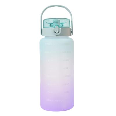 China Large Capacity 2000mL Sustainable Plastic Gallon Lattliv Straw Water Bottle Time Marker Motivational Portable Water Bottle For Kids for sale