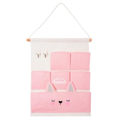 China Separate Storage With Multi-pocket LATTLIV Cute Rabbit 6 Pockets Design Waterproof Hanging Closet Organizer Wall Hanging Storage Bag Home Decor Storage for sale