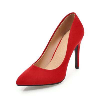 China Fashion Suede Lady Elegant Office Shoes Women's Classic Light Pointed High Heels Stiletto Shoes for sale