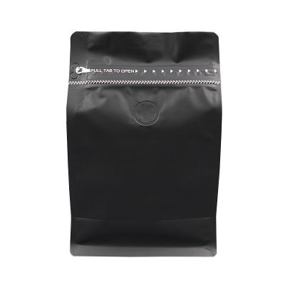 China Wholesale Small Coffee Bean Packaging Bag Plastic Valve Sealable 12oz Instant Coffee Bags Resealable Flat Bottom Moisture Proof for sale