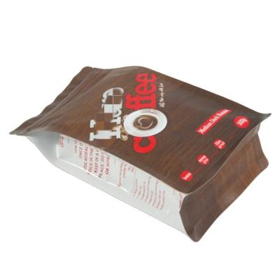 China Security Custom Printed Flat Bottom Coffee Beans Packaging Bag With One Way Valve for sale