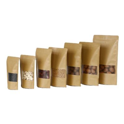 China POS Moisture Proof Resealable Brown Kraft Paper Biodegradable Resealable Pouches Bag for sale