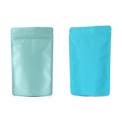 China Mylar Turquoise Aluminum Foil Moisture Proof Matte Blue Packaging Bags Food Packaging Plastic Zip Lock Stand Up Pouch With Zipper for sale