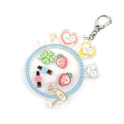 China Plastic Advertising Vograce Laser Cut Clear Custom Acrylic Shaker Key Chain Custom Key Chain for sale