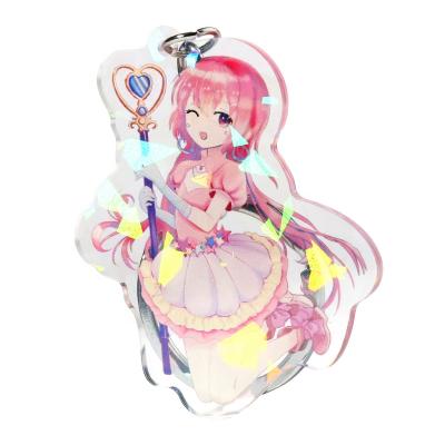 China Advertising clear acrylic keychains with vograce epoxy custom charm hologram key chain for sale