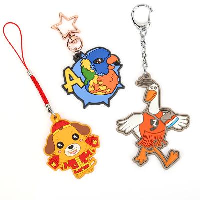 China Promotion Yiwu VOGRACE logo cartoon custom anime soft pvc key chain printed cheap rubber 2d 3d keychains for sale