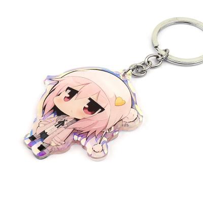 China Advertising Vograce clear acrylic custom printed transparent rainbow key chain, make your own holographic rainbow key chain with anime for sale