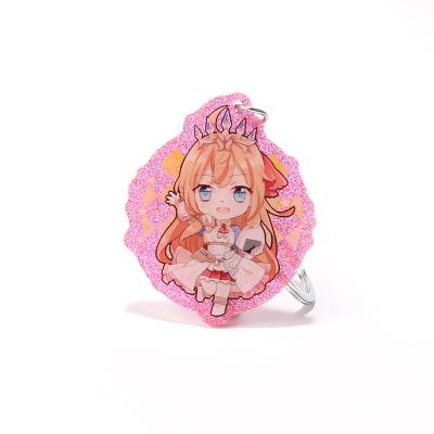 China Advertising Laser Cut Anime Shape Vograce Glitter Acrylic Charm / Custom Printed Clear Acrylic Figure Key Chain for sale