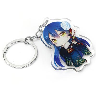 China Promotional and Advertising Gift Vograce Clearly Sparkle Cartoon Anime Epoxy Holographic Advertising Acrylic Custom Key Chain for sale