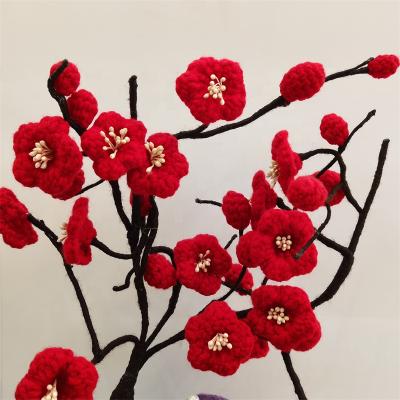 China Crochet High Quality Handmade Plum Blossom Furniture Ornaments Flower Cotton Crochet Flower Pot for sale