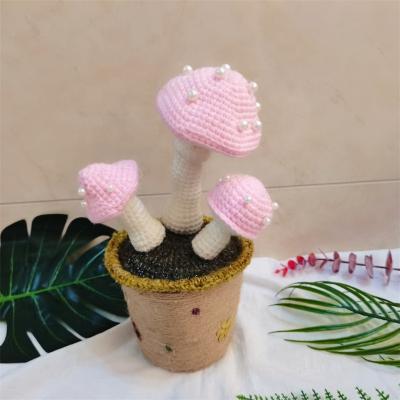 China Handmade Crochet New Ideas Crochet Flower Knitting For Home Decor Mushroom Pot for sale