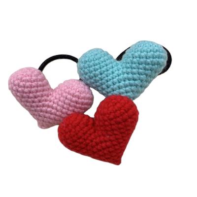 China European and American fashion women's style peach heart hair bands handmade knitting girls wholesale hair silk scrunchies for sale