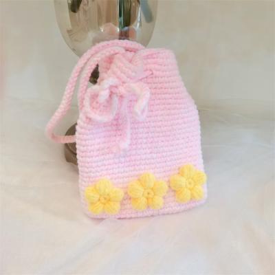 China 100% cotton for handmade crochet woven cell phone bag women slanted crochet article crochet hook cartoon shoulder bag for sale