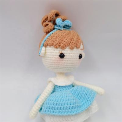 China Hot Selling Customized Super Soft Cute Amigurumi Crochet Girls Doll Handmade Knitting Doll 24cm for sale